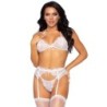 Leg Avenue - Set Tres Piezas Blanco Talla de Leg Avenue Sets - Talla L | Piumer