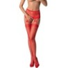 Passion - S027 Medias Con Liguero Rojo Talla Única de Passion Woman Garter & Stock | Piumer