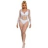 Subblime - 952396 Bodystocking De Rejilla Con Diamantes Manga Larga Blanco Talla Única de Subblime Bodystockings | Piumer