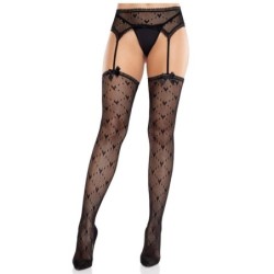 Leg Avenue - Medias De Corazón Con Ligas Negro de Leg Avenue Hosiery | Piumer