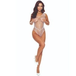 Passion - Bs114 Bodystocking Rejilla Blanco de Passion Woman Bodystockings | Piumer