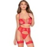 Leg Avenue - 89359 Set Top + Tanga + Liguero Rojo - Talla Única de Leg Avenue Sets | Piumer