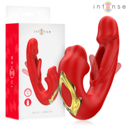 Intense - Nathy Vibrador Doble Con Boca Estimuladora Multifunción Rojo | Piumer Erotic