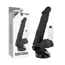 Vibrador Realístico Articulable Control Remoto Negro 20 Cm -O- 4.5 Cm de Basecock | Piumer Erotic